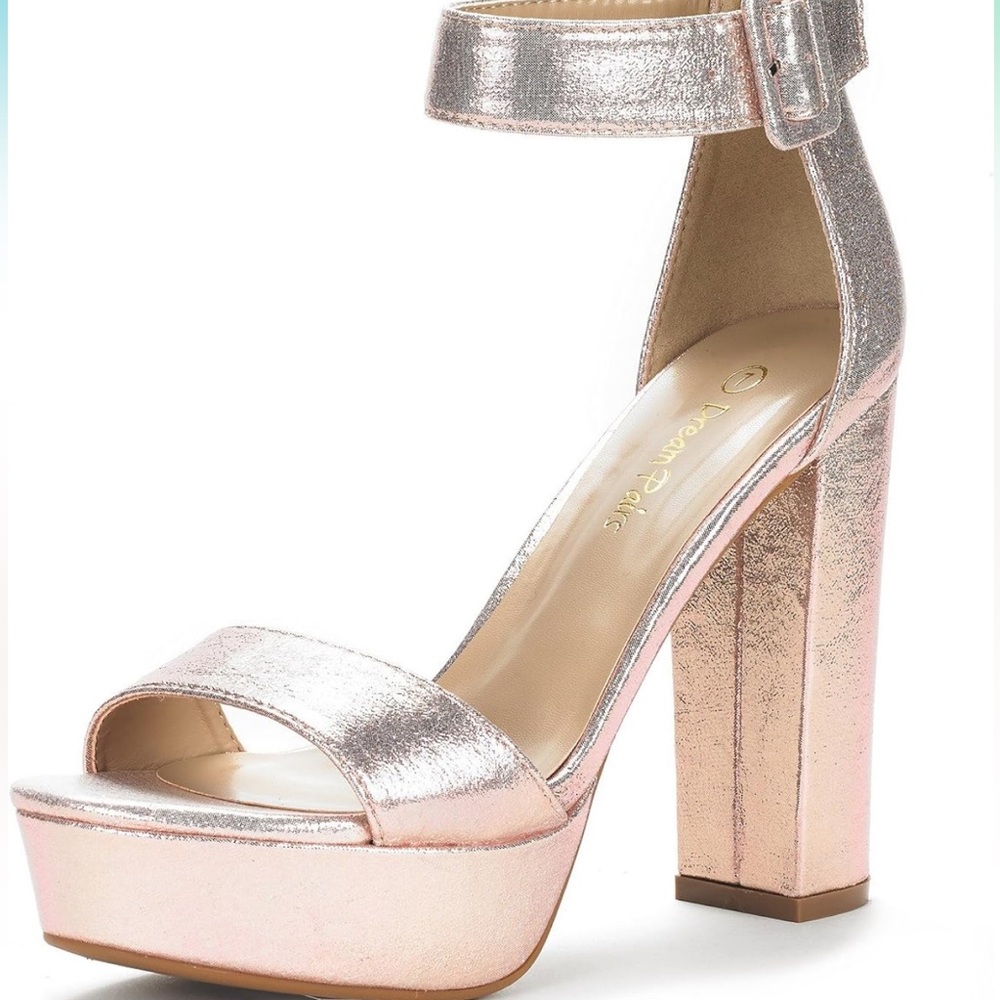 Size 9 champagne pearl platform heel